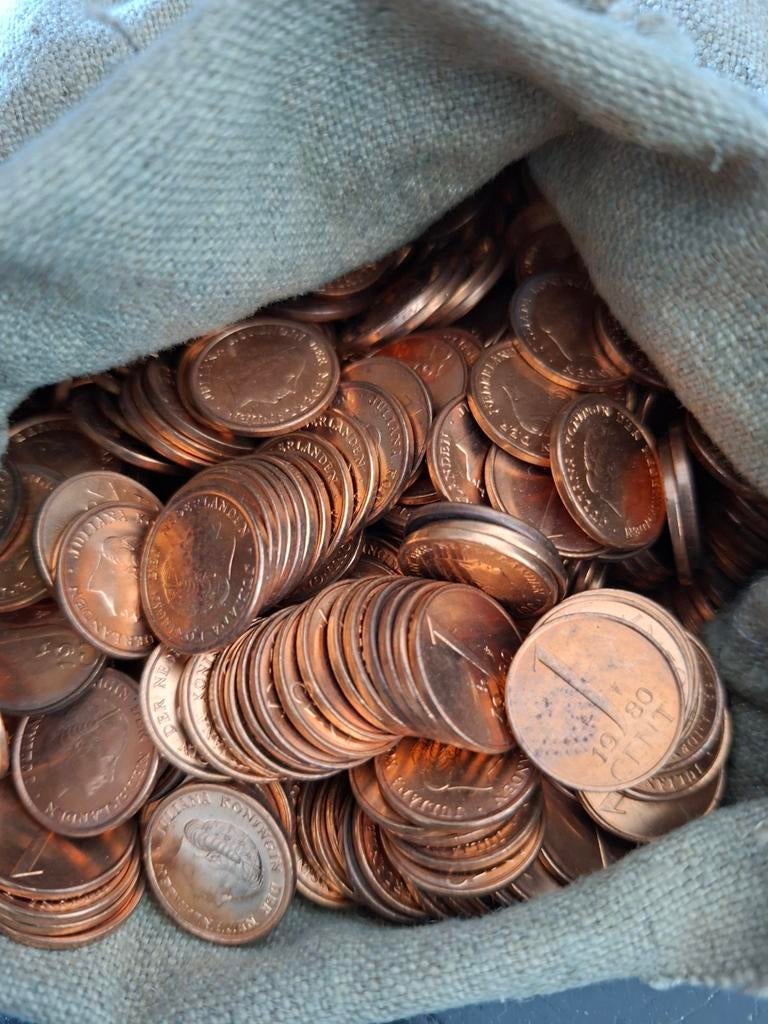 Zak centen unc 1980 +/- 1000 bieden, Postzegels en Munten, Munten | Nederland, Ophalen of Verzenden, Koningin Juliana