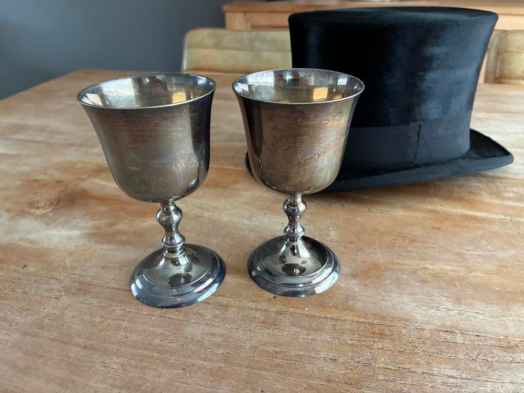 Wijnglazen verzilverd EPNS, Ophalen of Verzenden