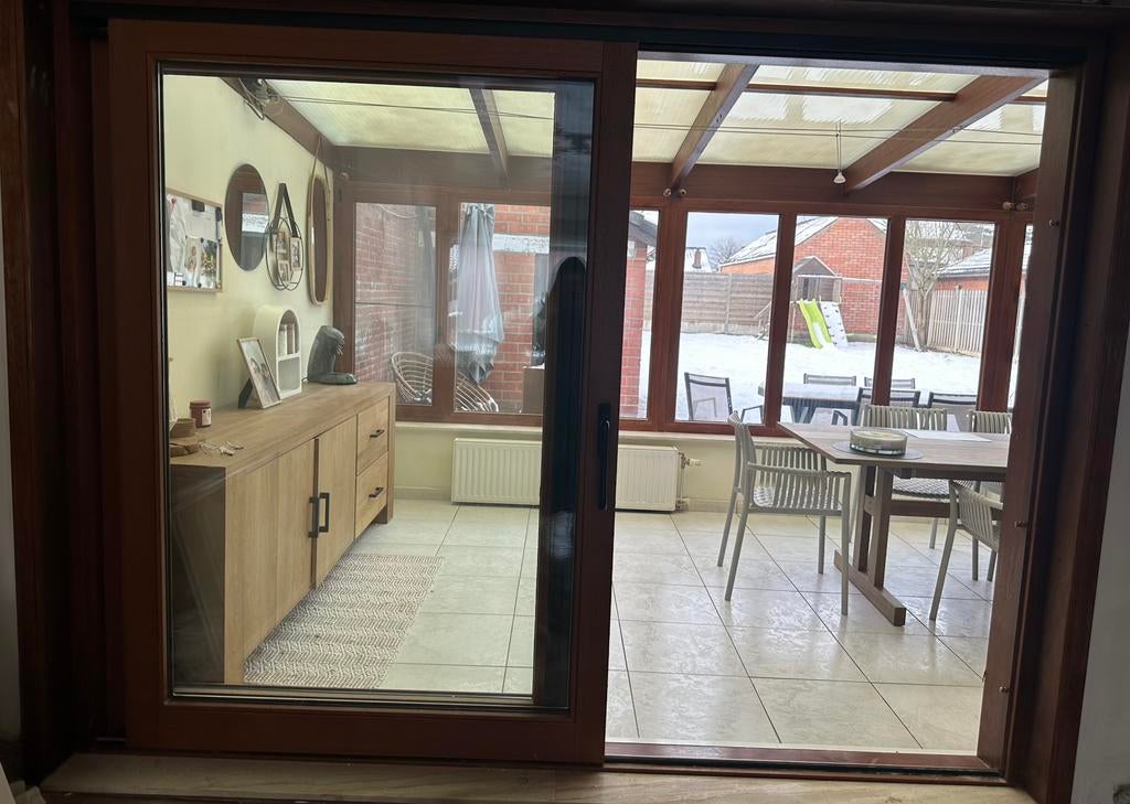 Schuifraam, Ophalen of Verzenden, Zo goed als nieuw, Hout, 225 cm of meer