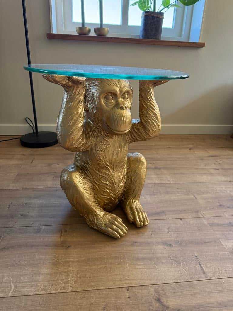 Salontafel Nieuwstaat - Aap Design, Huis en Inrichting, Tafels | Bijzettafels, Minder dan 55 cm, Rond, Nieuw, Glas