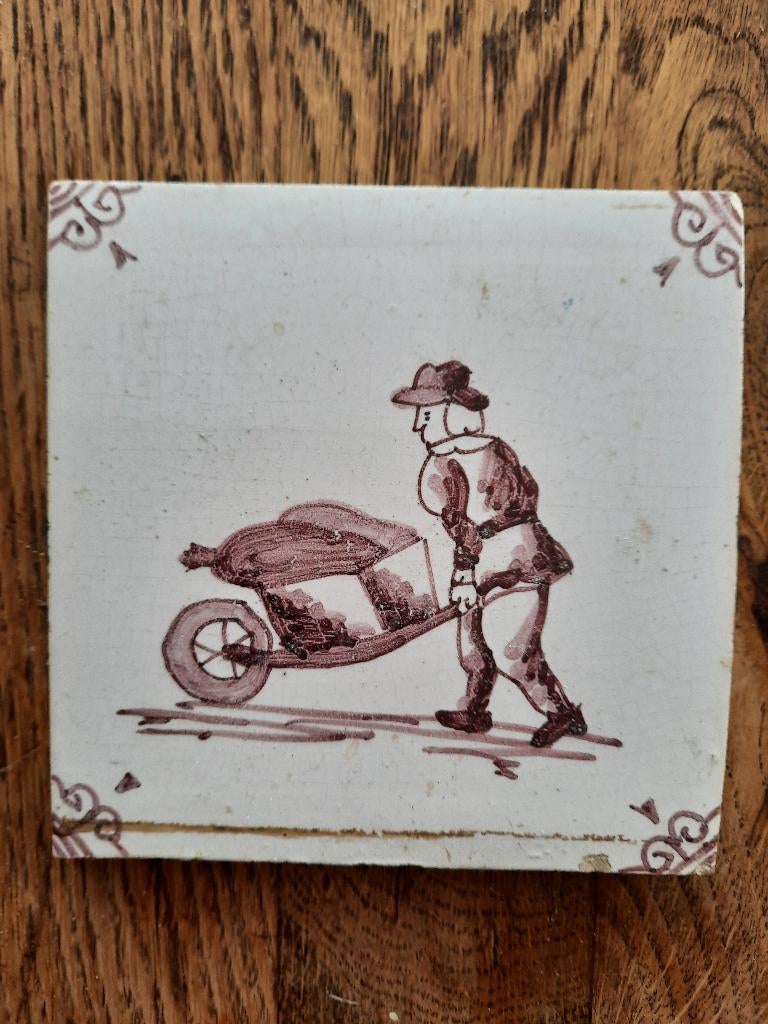 Te koop: antieke tegel begin 19e eeuw met afbeelding, Antiek en Kunst, Ophalen of Verzenden