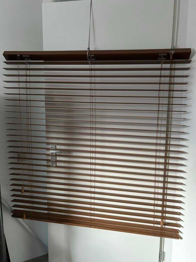 Houten jaloezie/luxaflex 130x130 cm - Zo goed als nieuw, Ophalen of Verzenden, Zo goed als nieuw, Bruin, 100 tot 150 cm