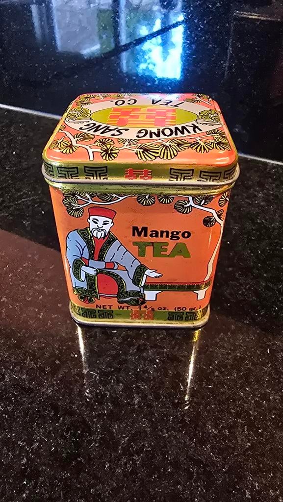 Vintage Kwong Sang Mango Thee Blik, Verzamelen, Blikken, Ophalen of Verzenden
