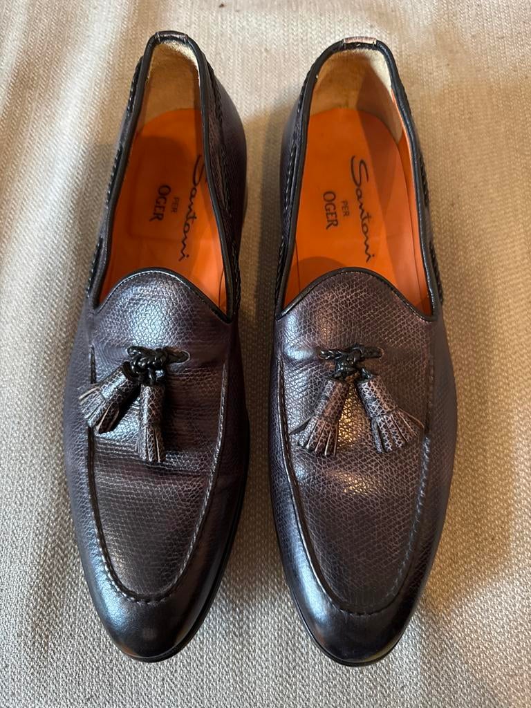 Santoni Per Oger Loafers - Maat 43 - Zo goed als nieuw, Ophalen of Verzenden, Zo goed als nieuw, Zwart, Loafers