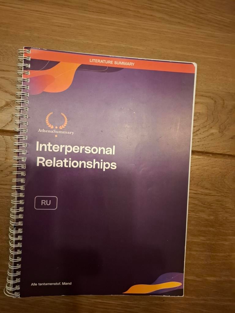 Athena samenvatting   Interpersonal Relationships, Boeken, Ophalen of Verzenden, Zo goed als nieuw, Overige uitgevers, Engels