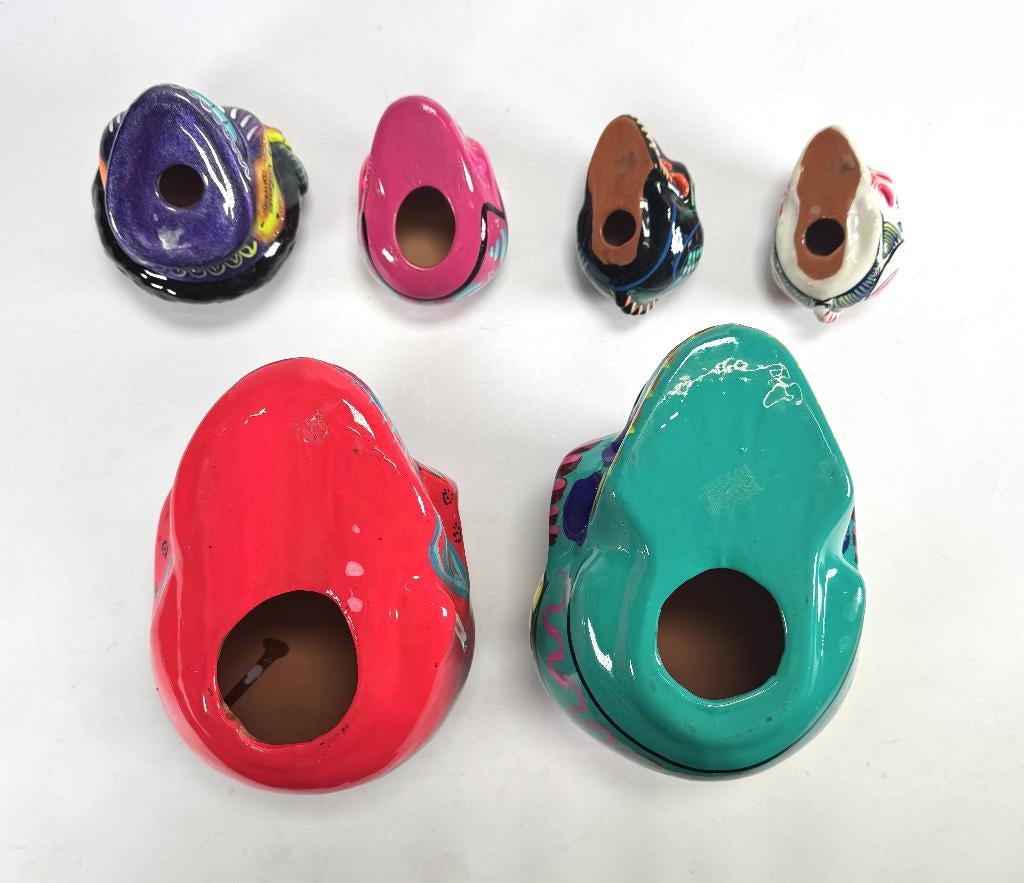 716. Keramieken schedels- Mexico, volkskunst, eind 20e eeuw, Ophalen of Verzenden