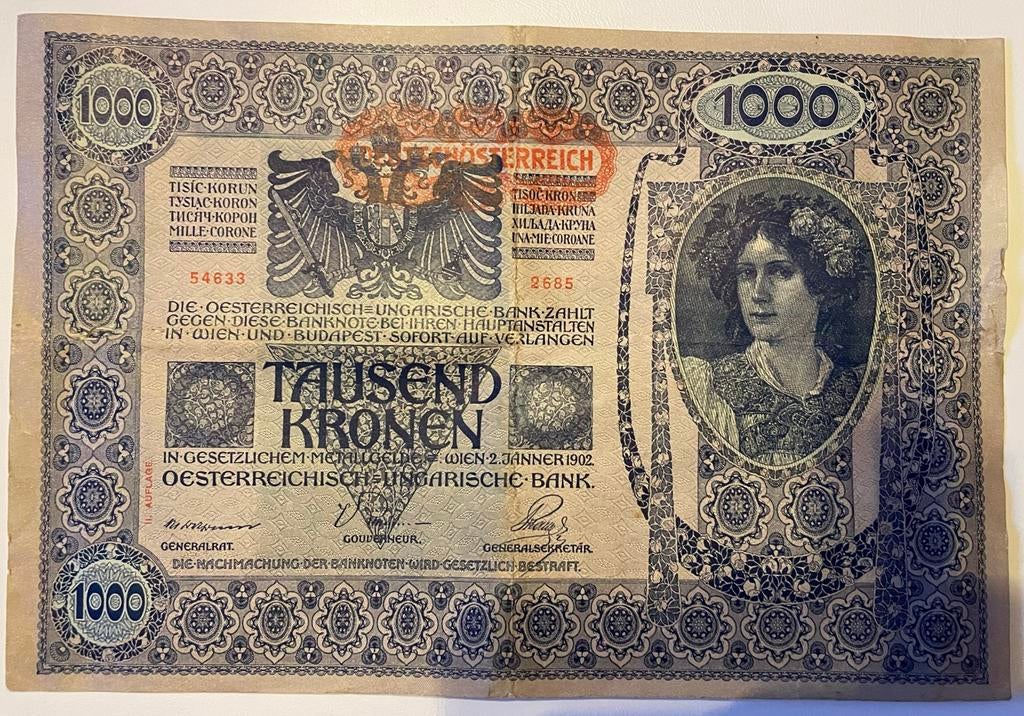 Tausend Kronen oesterreichische ungarische bank, Ophalen of Verzenden, Overige landen