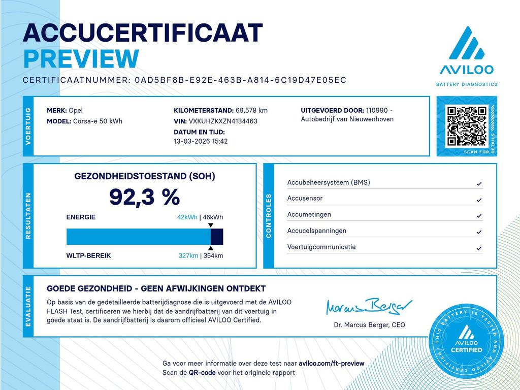 Opel Corsa-e Elegance Premium Pack 50 kWh *t/m 10de bouwjaar, Gebruikt, Huisgarantie, Met garantie (alle), Blauw