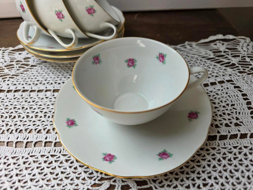 Kop schotels schattige kleine roosjes pst, Ophalen of Verzenden