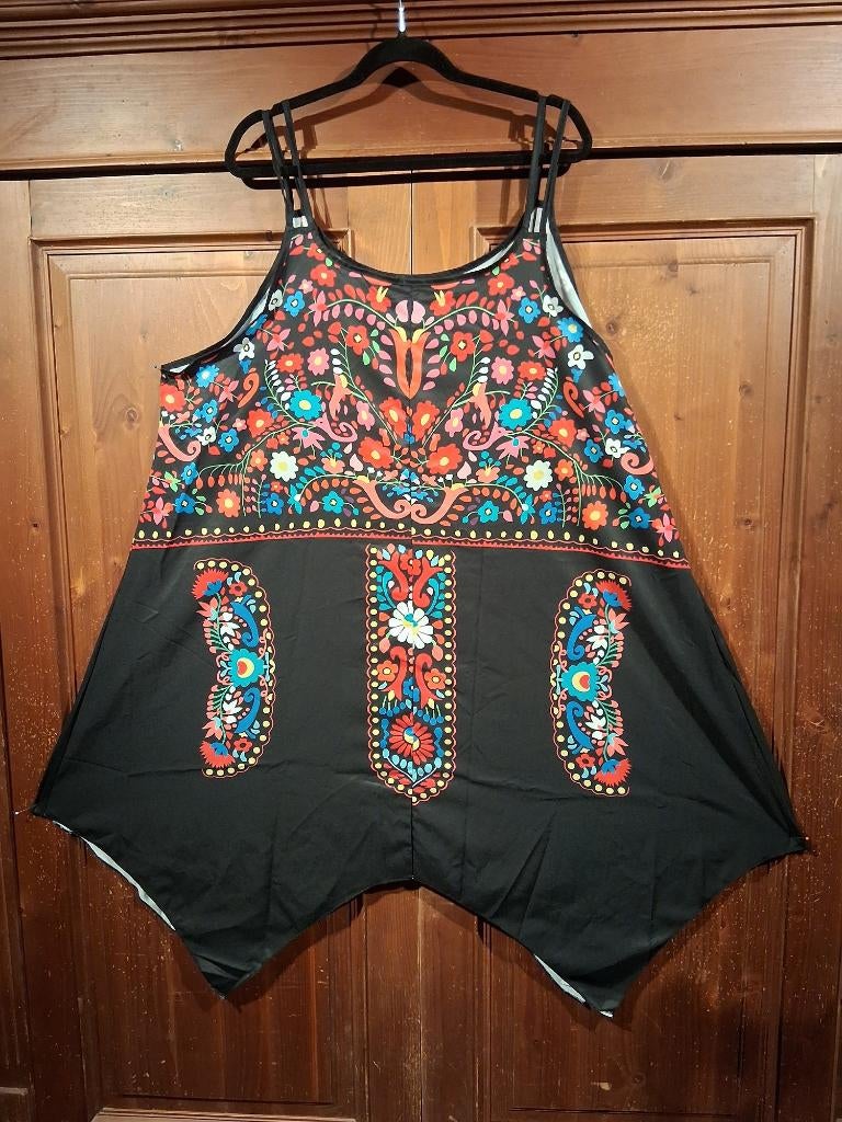 jurk kleurrijke bohemian bloemen print 48/50, Ophalen of Verzenden, Nieuw, Overige kleuren, Jurk