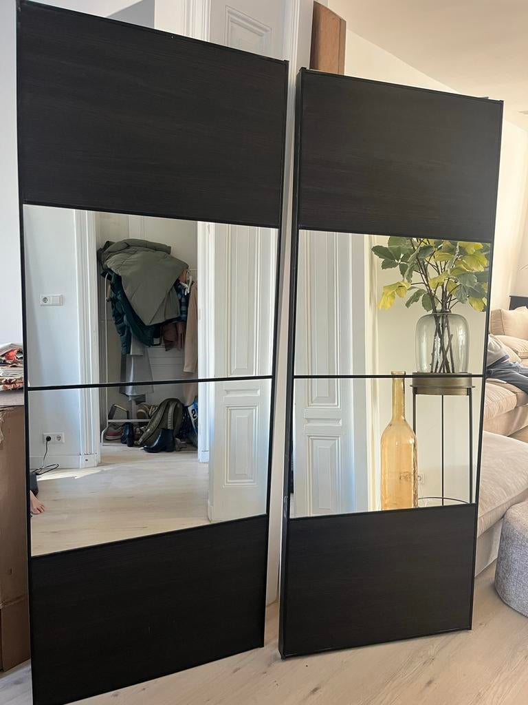 IKEA Pax Schuifdeuren Zwartbruin/Walnootbruin 201x150cm, Huis en Inrichting, Kasten | Kledingkasten, Ophalen, Gebruikt, 100 tot 150 cm