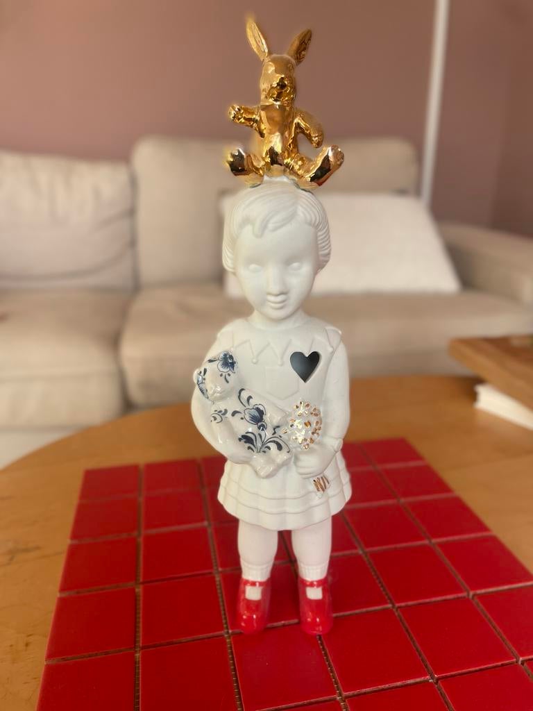 Prachtig Lammers en Lammers beeldje met gouden konijn, Ophalen, Zo goed als nieuw, Mens