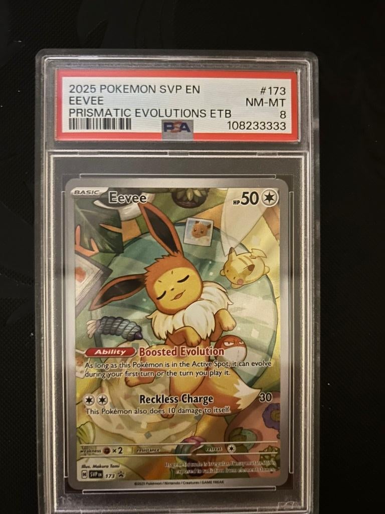 Eevee SVP 173 PSA8, Ophalen of Verzenden, Nieuw, Losse kaart, Foil