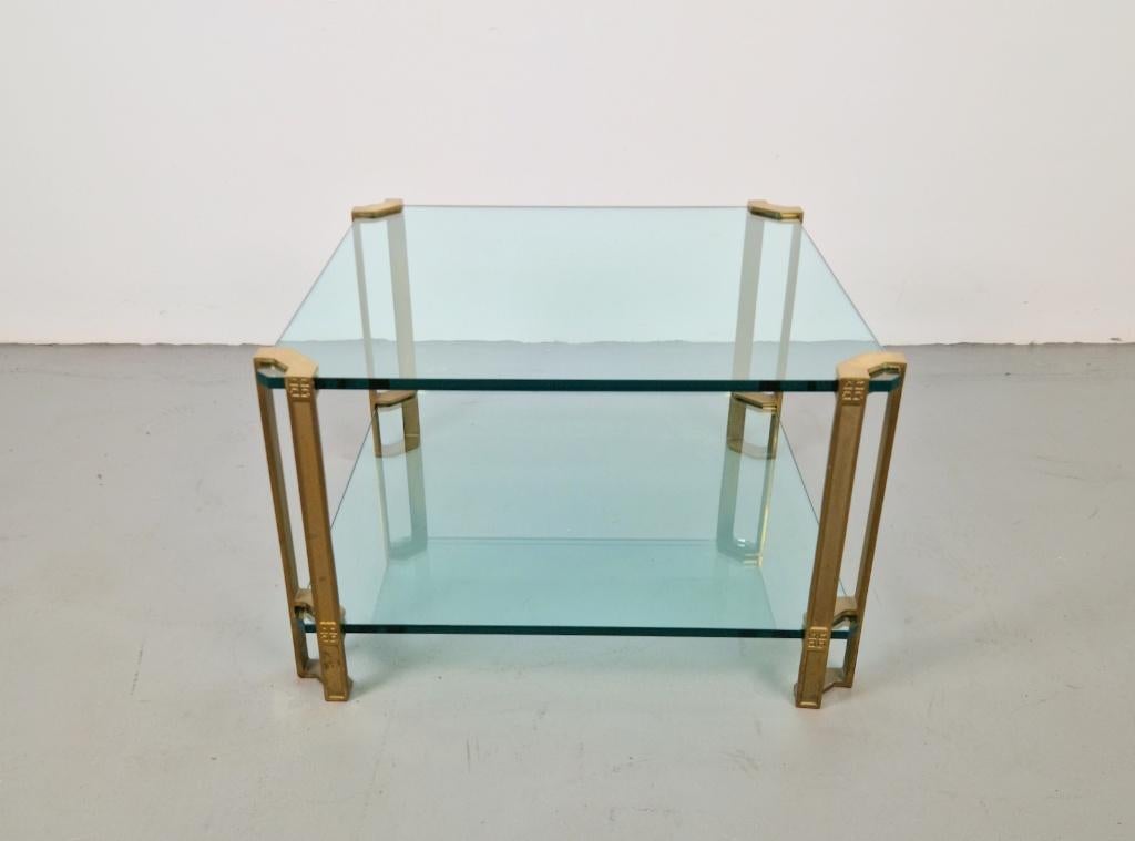 Regency salontafel T24 messing glas Peter Ghyczy ´70 design, Ophalen, 100 tot 150 cm, N, Vierkant