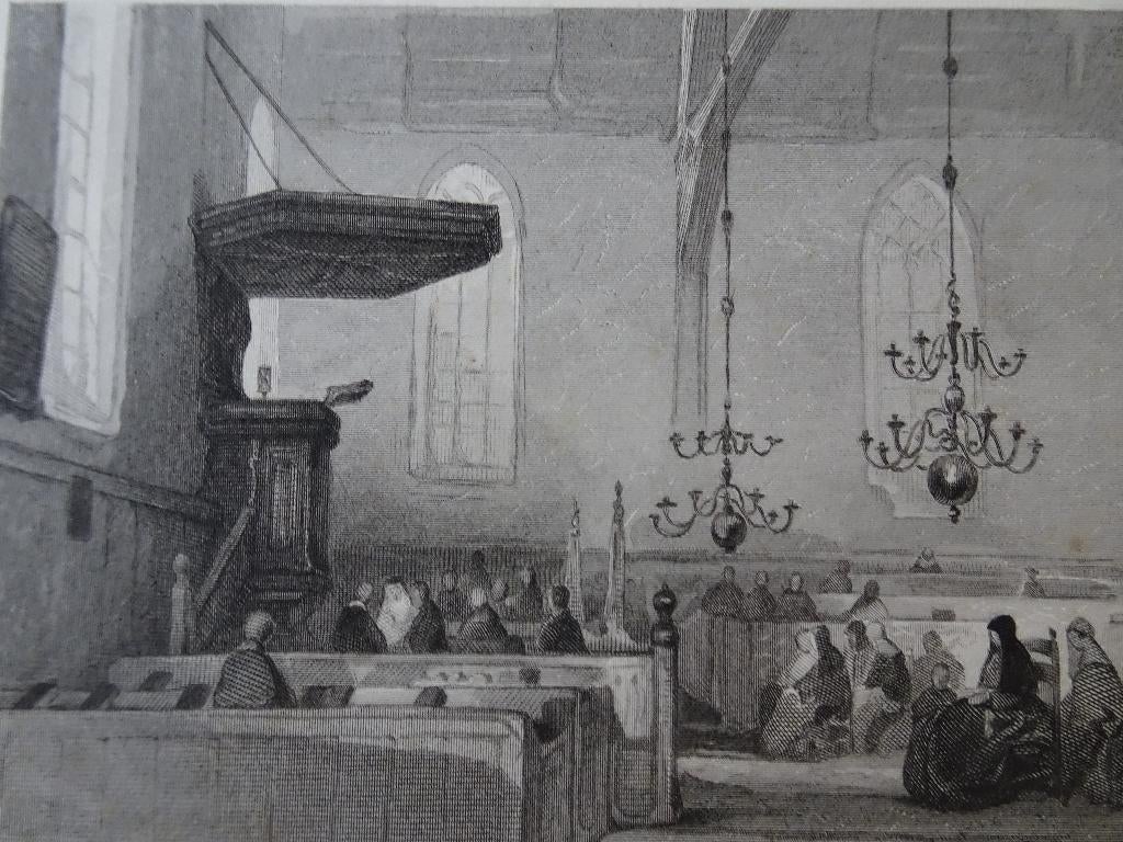 Gravure dorpskerk Sijbekarspel, Medemblik JP Lange 1827, Verzenden