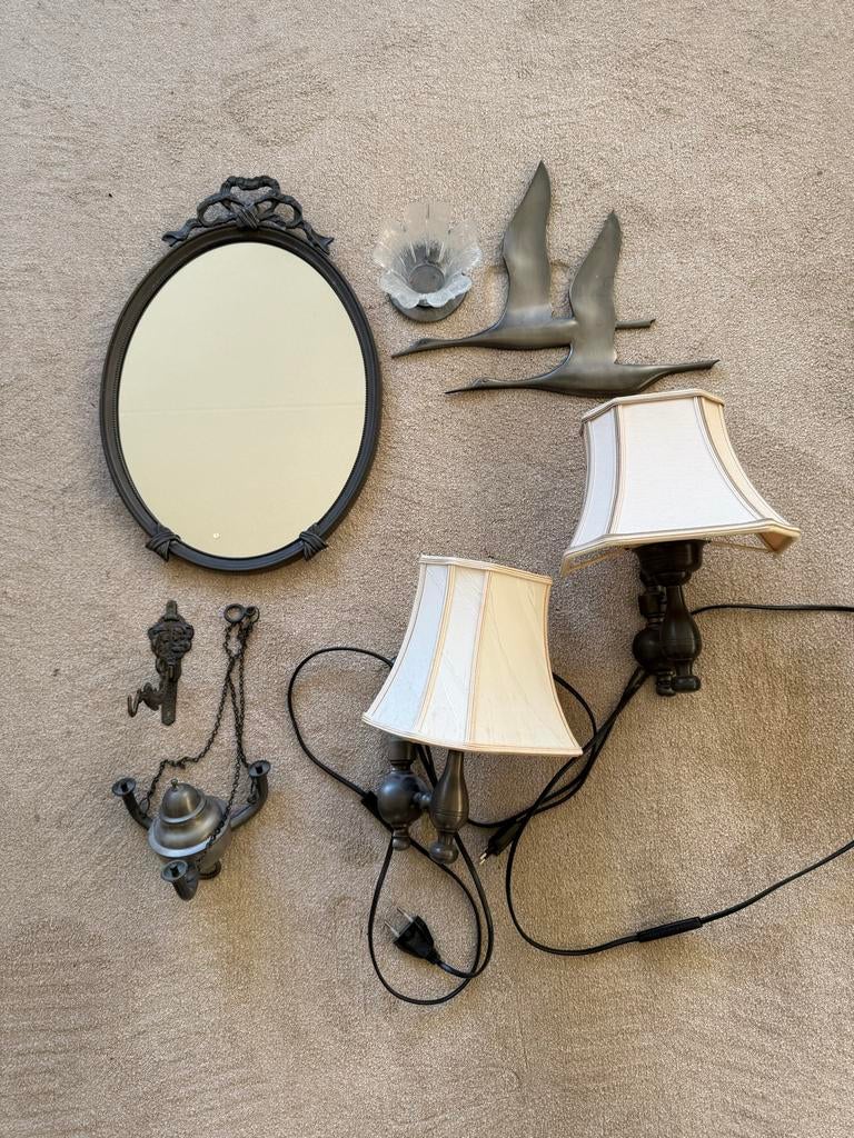 Tin, lampjes, spiegel, olielamp en muur decoratie, Ophalen