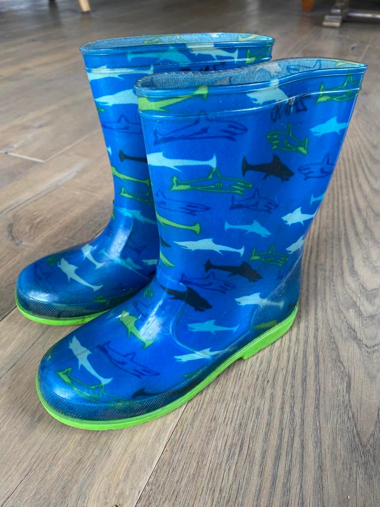 Waterdichte laarzen maat 33 met haaien, blauw, Ophalen, Gebruikt, Jongen of Meisje, Laarzen