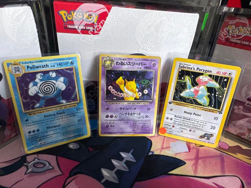 Pokémon kaarten: Poliwrath, Hypno, Porygon, Ophalen of Verzenden, Gebruikt, Meerdere kaarten