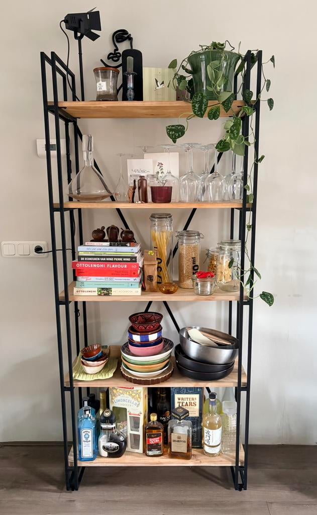 Open stalen houten kast, Ophalen, Zo goed als nieuw