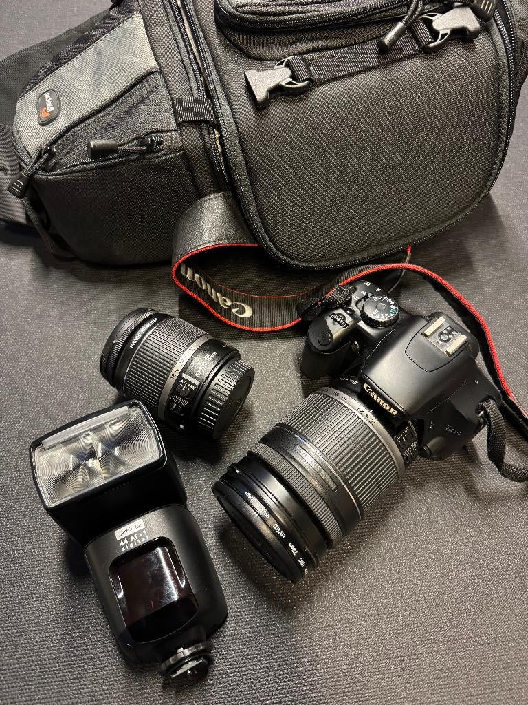 Canon EOS 450D met lenzen, flitser en rugzak, Ophalen, Canon, Zo goed als nieuw, 8 keer of meer