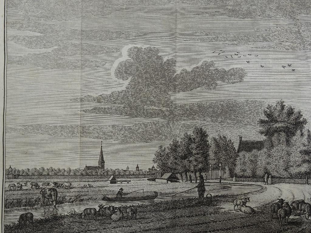 Gravure Franeker van Schalsum te zien, graveur Dirk de Jong, Antiek en Kunst, Verzenden