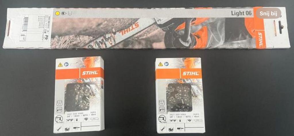Stihl zaagblad 40cm + 2 Stihl kettingen nieuw!, Ophalen of Verzenden, 1200 watt of meer, Kettingzaag, 70 mm of meer