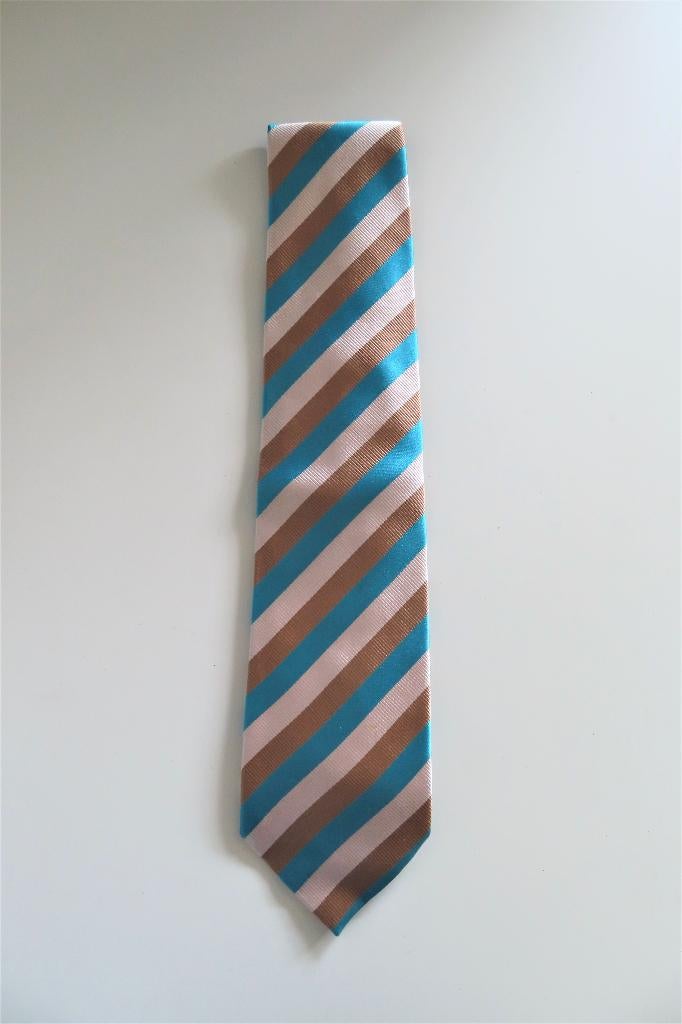 Stropdas Blauw Bruin (3484), Ophalen of Verzenden, Zo goed als nieuw, Blauw, Met patroon