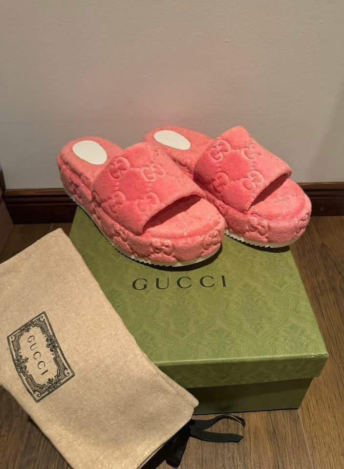 100% Originele Roze - GUCCI - GG Platform slippers - 41, Ophalen of Verzenden, Nieuw, Roze