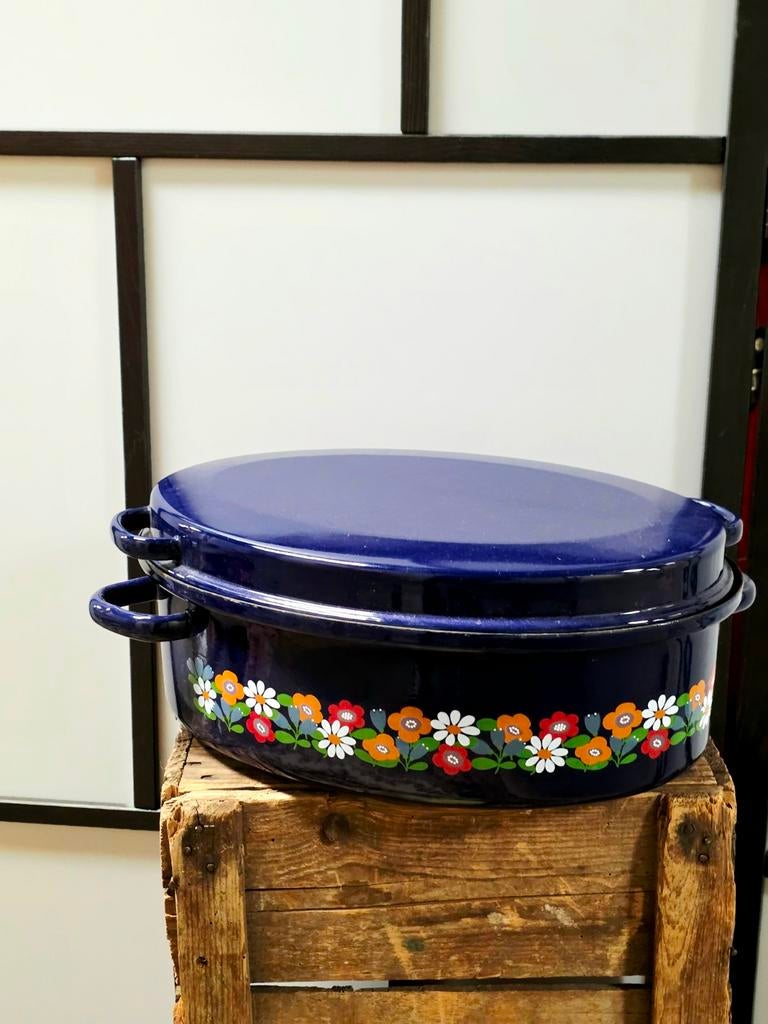 Vintage 1970s Frieling West Germany Enamel Roasting Pan, Ophalen of Verzenden