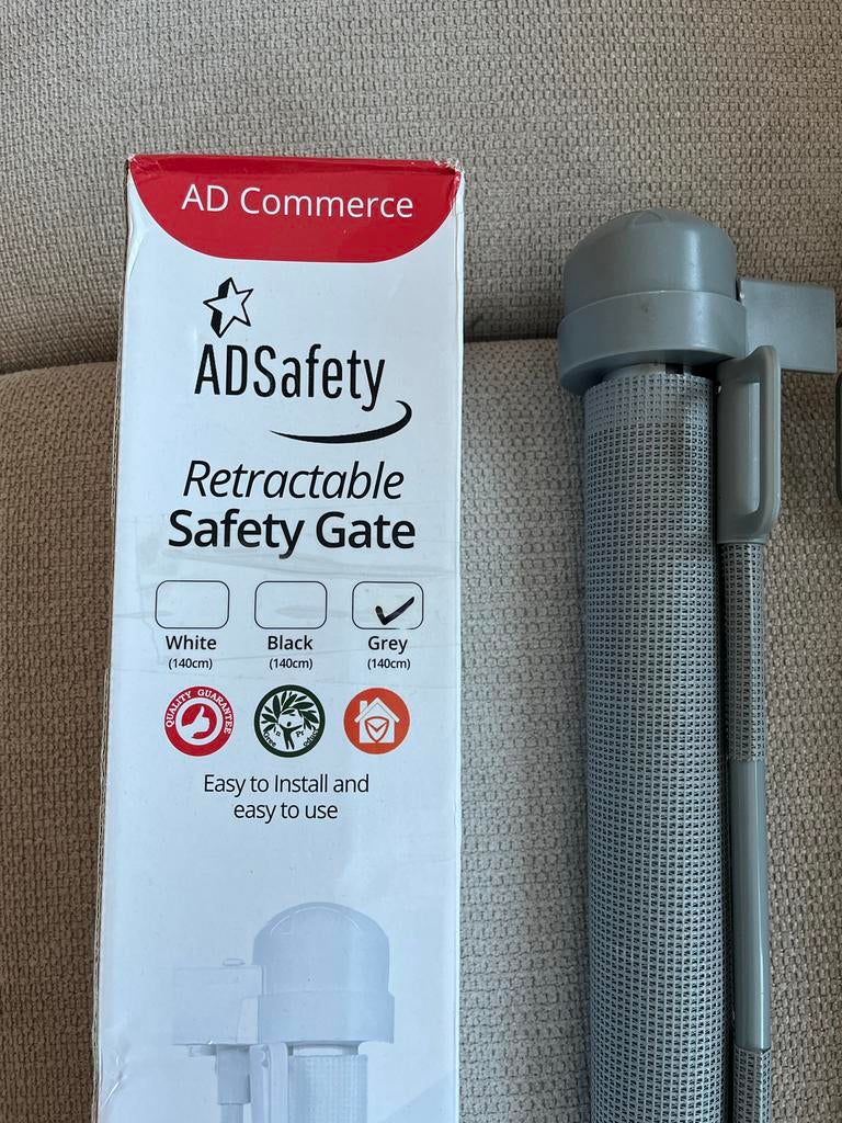 3x ADSafety Oprolbaar Veiligheidshekje - Grijs (140cm), Overige materialen, Oprolhekje, Ophalen of Verzenden, Zo goed als nieuw