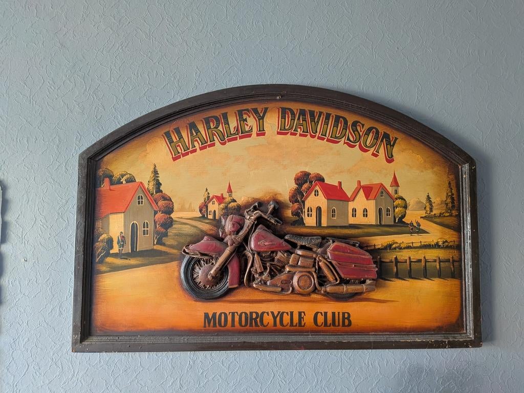 Harley Davidson 3D Schilderij - Motorclub Decoratie, Ophalen
