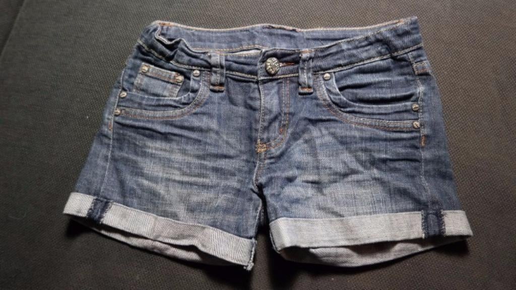 Stoere korte spijkerbroek. Mt Xs. Merk Girls Denim, Blauw, ., Ophalen of Verzenden, Zo goed als nieuw