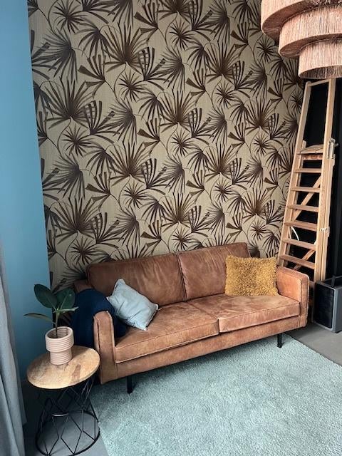 Cognac Leren rodeo 2.5-zitsbank, Ophalen, Gebruikt, 150 tot 200 cm, Tweepersoons
