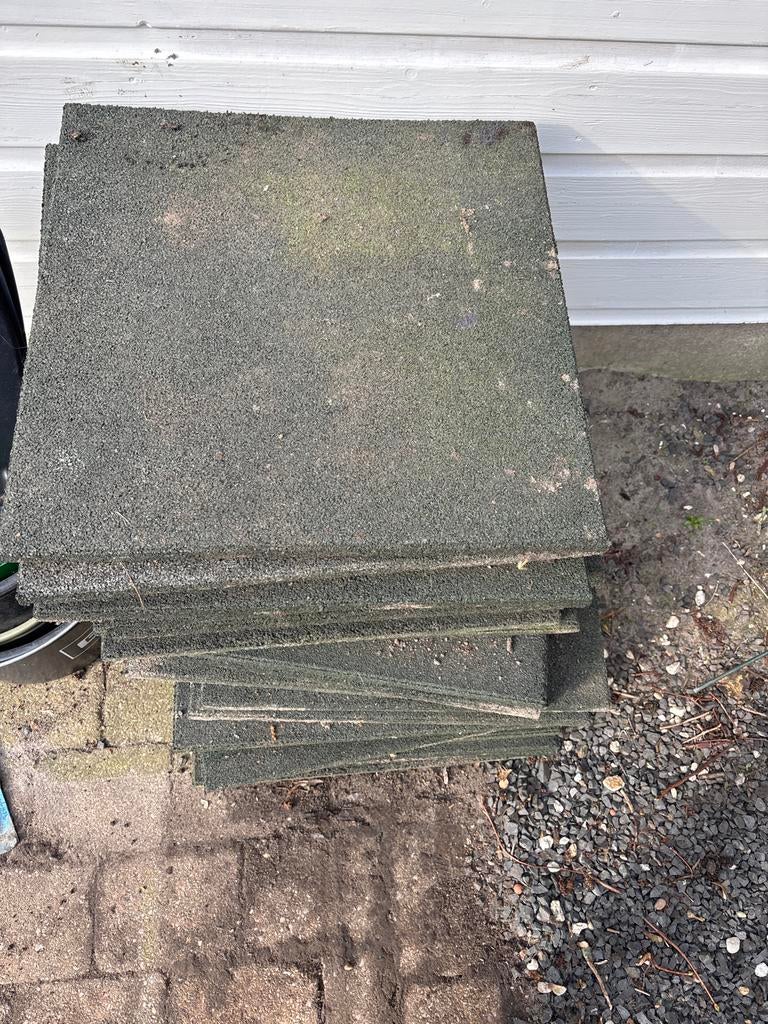 25 Groene rubberen vloertegels 50x50 cm - Gebruikt, Tuin en Terras, Tegels en Klinkers, Ophalen, Gebruikt, Overige typen, Rubber