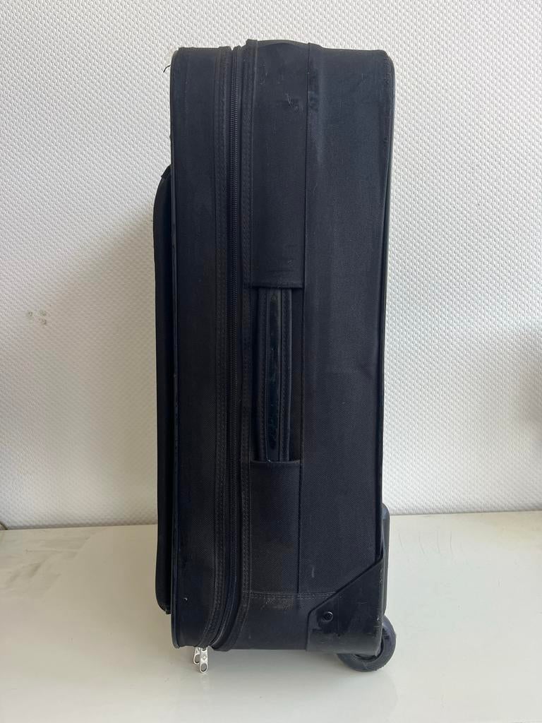 Zwarte Samsonite koffer met wieltjes, Sieraden, Tassen en Uiterlijk, Koffers, Gebruikt, Zacht kunststof, 35 tot 45 cm, Uitschuifbare handgreep