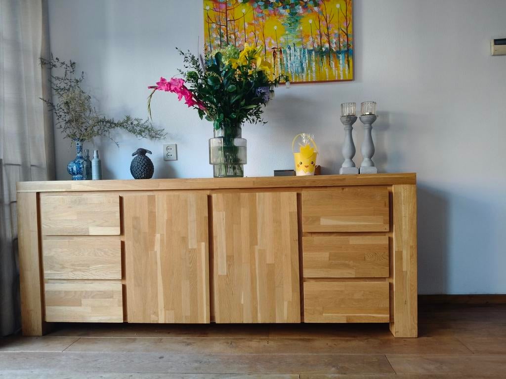Dressoir kast - 200x50x80cm, Gebruikt, Eikenhout, Ophalen of Verzenden, 200 cm of meer