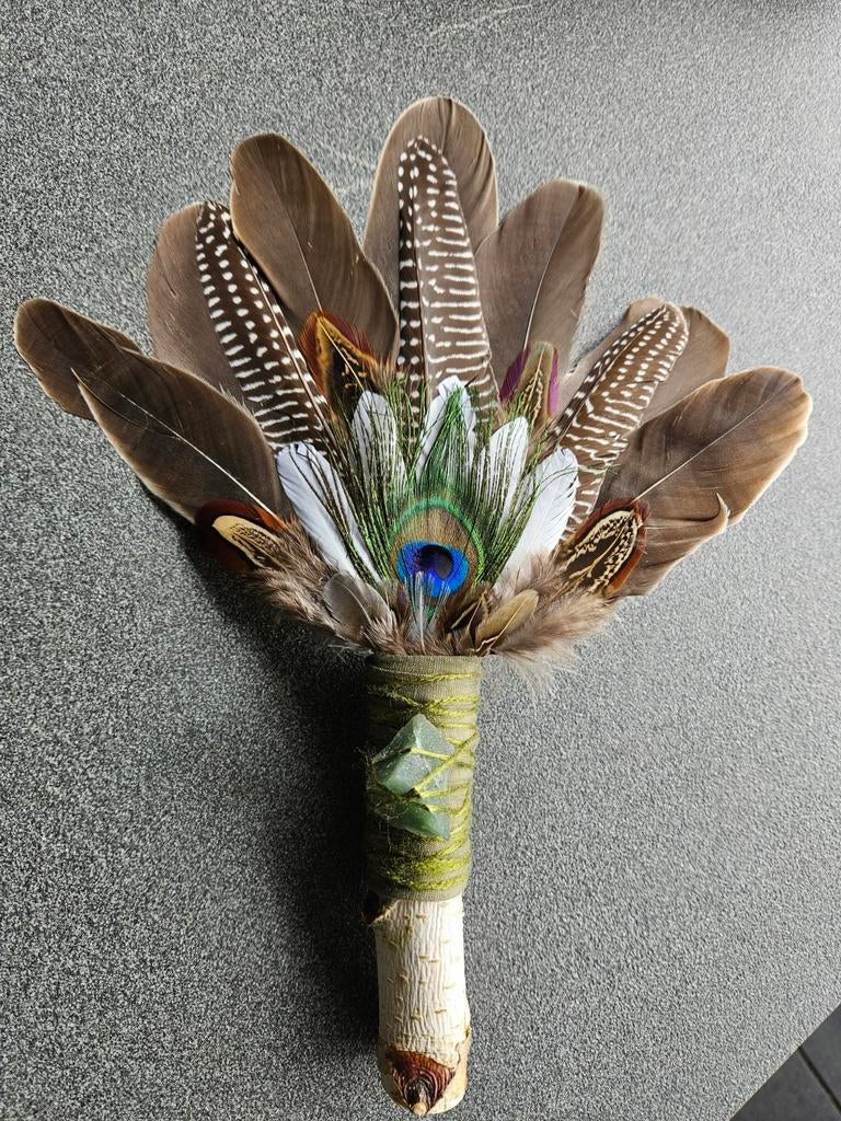 Smudge feathers aventurijn pauwenveer veren waaier, Ophalen of Verzenden