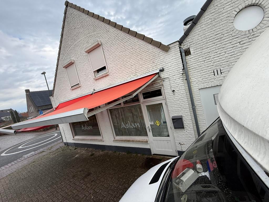 Rood knikarmscherm zonscherm elektrishe 2 stuks oranje, Tuin en Terras, Ophalen, Gebruikt, 150 tot 300 cm, 250 cm tot 450 cm