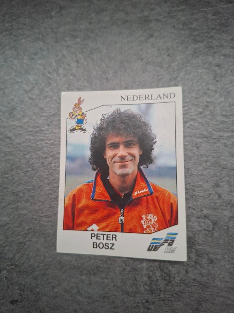 Panini sticker Euro 92 Zweden. Speler Peter Bosz Nederland., Verzenden, Zo goed als nieuw, Sticker