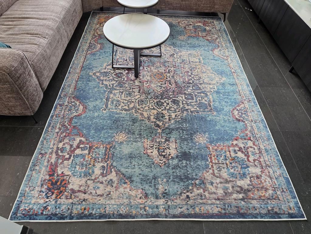 Vloerkleed Perzisch Vintage Look Aqua/Bruin, Ophalen, Bruin, Perzisch, Vintage, Klassiek, 150 tot 200 cm