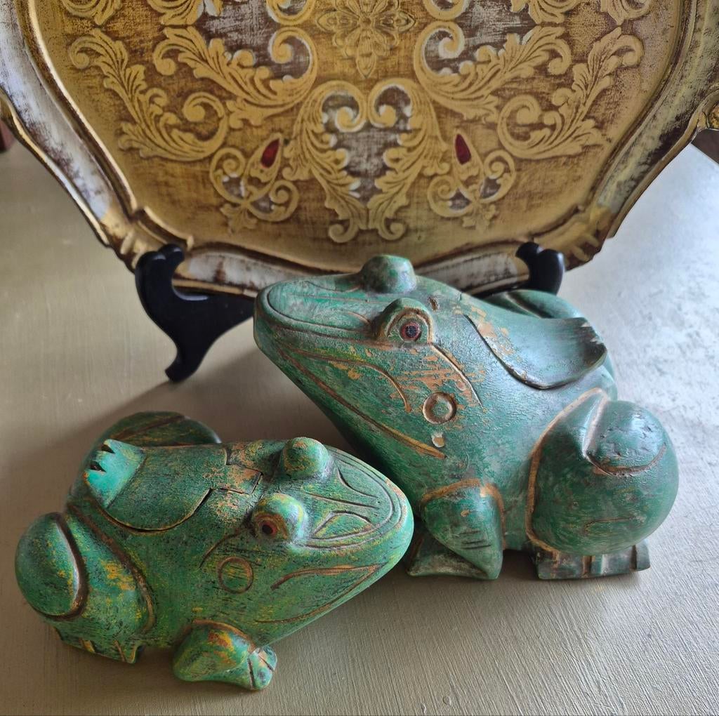 Houten kikkers, snuifdoos kikkers, secret box frog, Bali., Ophalen of Verzenden