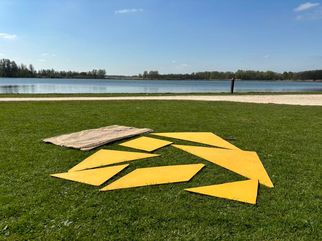 Tangram Driehoek XXL Puzzel – Escape the Gym!, Ophalen of Verzenden, Minder dan 500 stukjes, Nieuw, Legpuzzel