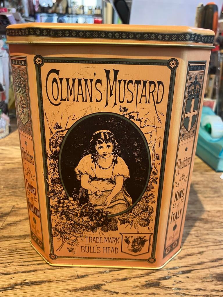 Colman's Mustard blik, Ophalen of Verzenden, Gebruikt, Overige, Overige merken