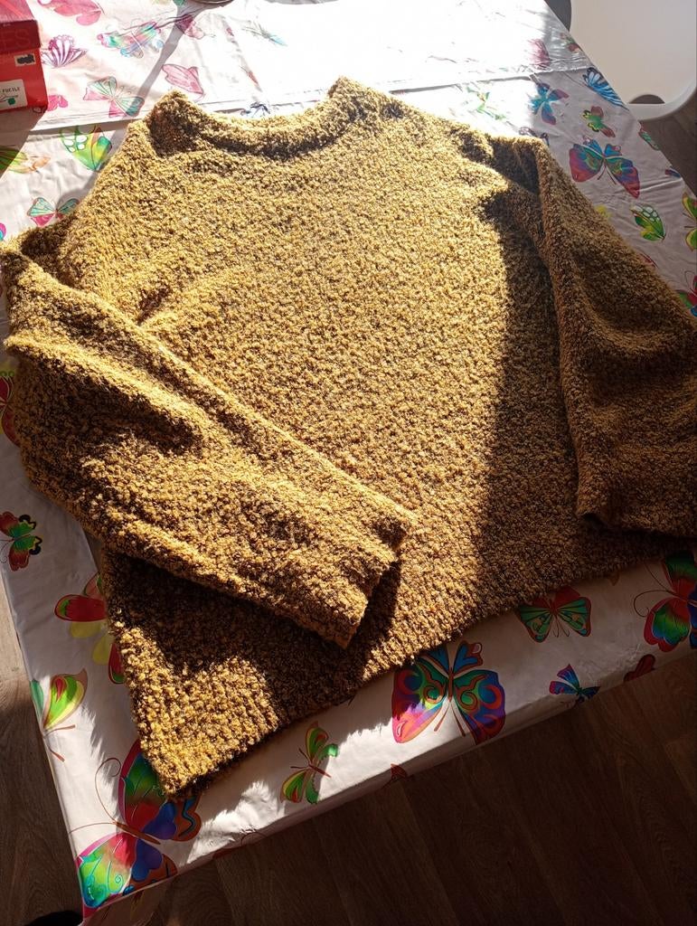 Hema wintertrui met wol boucle maat L zgan, Verzenden, Geel, Maat 42/44 (L), Zo goed als nieuw