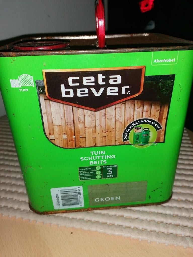 Tuin beits Cetabever 4x 5liter groen, Ophalen, 5 tot 10 liter, Nieuw, Beits