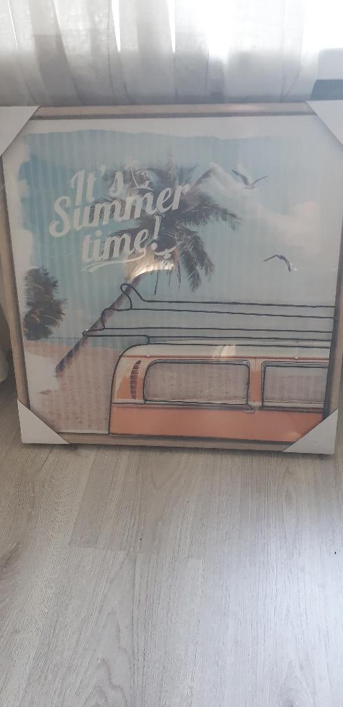 schilderij vw volkswagen t2 look oranje canvas, Ophalen of Verzenden