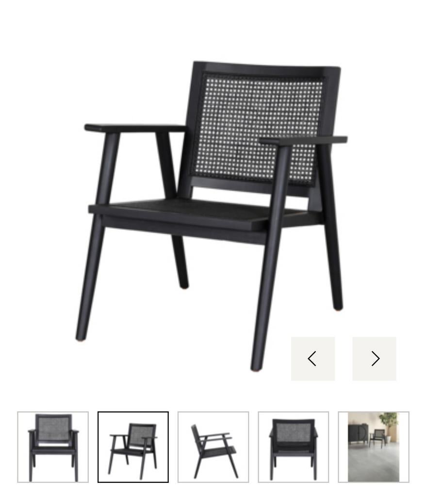 Zwarte webbing/rotan stoel, Ophalen, Zo goed als nieuw, Zwart, Eén