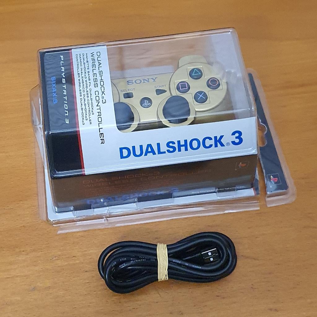 PS3 | Sony Dualshock 3 Controller Goud met USB KABEL, Gebruikt, Overige genres, 1 speler, Ophalen of Verzenden