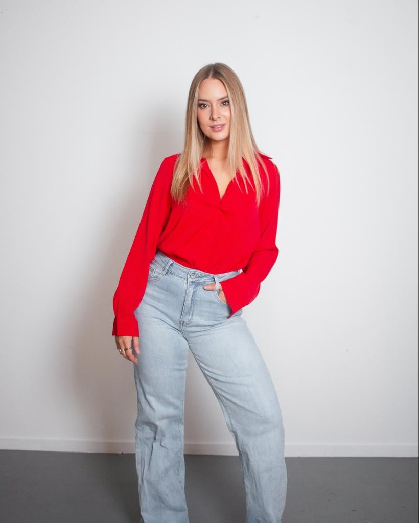 Stijlvolle Rode Blouse - Maat S, Ophalen of Verzenden, Nieuw, Maat 36 (S), Rood