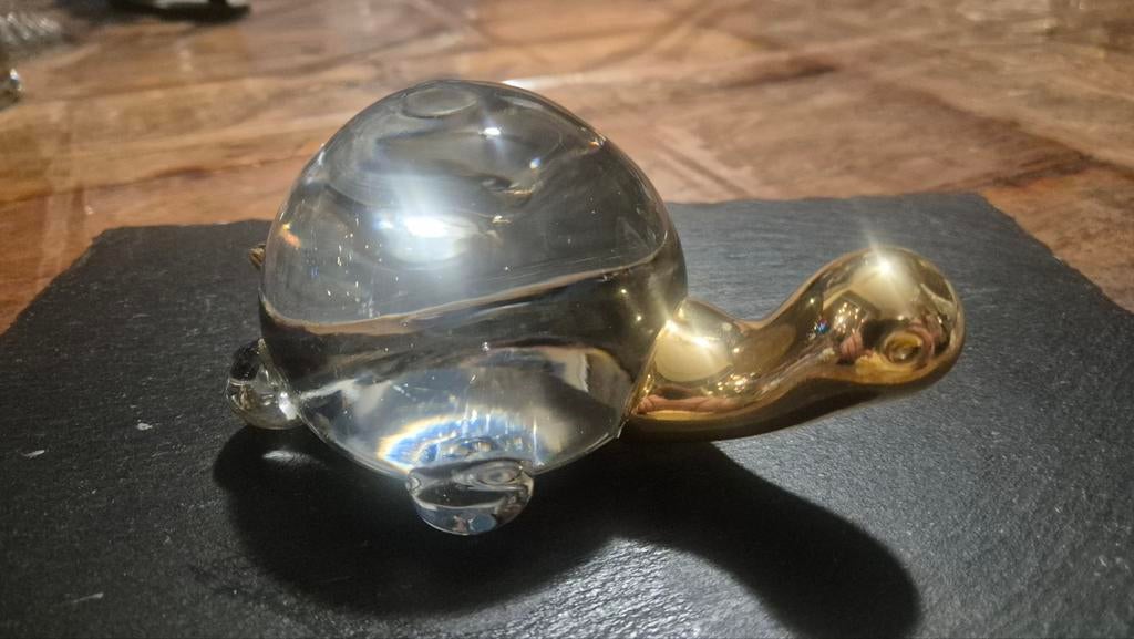 Glazen schildpad met gouden kop, Ophalen of Verzenden